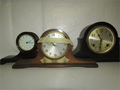 3 Antique Mantle Clocks, Walton