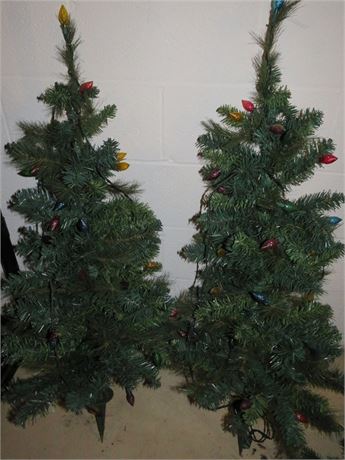 Artificial Pre-Lit Christmas Stake Trees