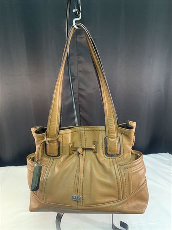 "TIGNANELLO"  Brown Leather Cinch Tie Shoulder Bag