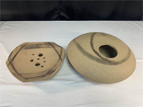 Pair of Sand Art Pottery