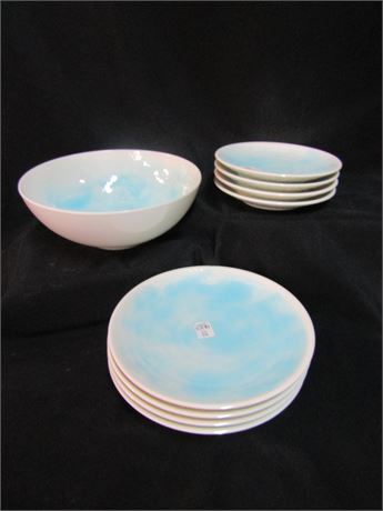 White & Cloud Blue Plates