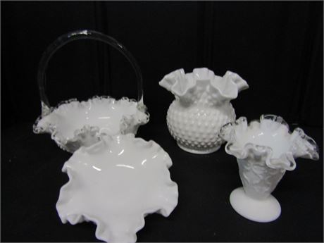 Hobnail White Glassware