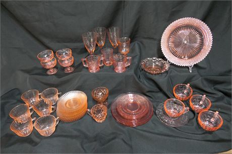 Pink Depression Glasses / Plate / Bowls / Old Colony / Cherry Blossom Lot