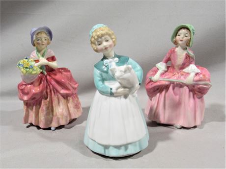 3 Vintage Royal Doulton Figurines - Bo Peep, Cissie & Stayed at Home