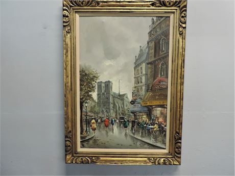 Signed Original ANTONIO DEVITY Old Paris Scene Painting