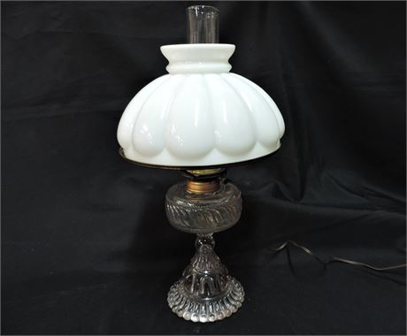 Vintage Milk Glass Student Table Lamp
