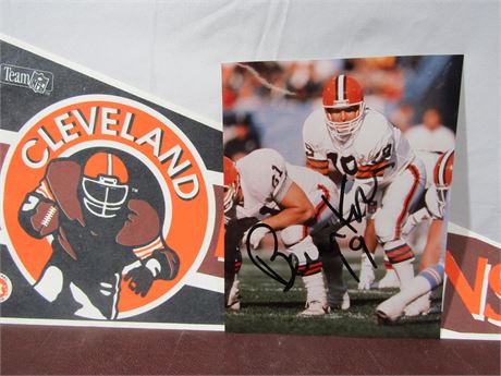Bernie Kosar Signed Photo and Browns Pennant