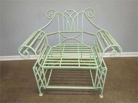 Green Gliding Patio Chair, Decorative Metal Design