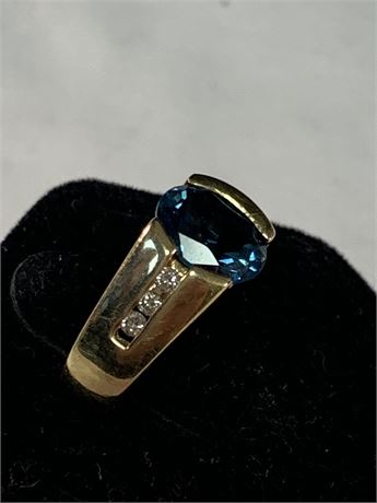 14kt Gold TOURMALINE Ring with Diamonds