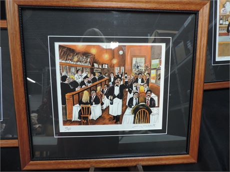 GUY BUFFET Print 'The Bar and Grill on Washington Street' (168/300) Signed