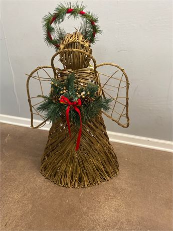 Large Rattan Style Decorated Christmas Angel
