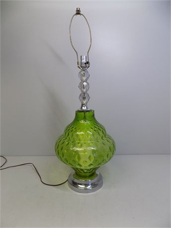 Mid-Century Green Glass Table Lamp