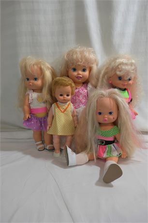 Vintage / Hasbro Dolly / Mattel Magic Hair & Sally Secrets Doll Lot of 5