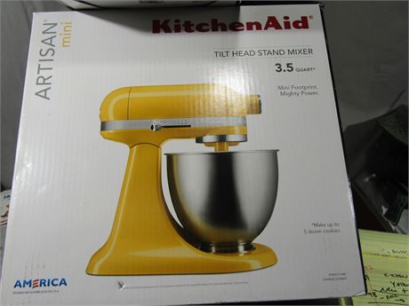 KitchenAid Mixer, Artisan Mini, in Yellow, New with New Bowl