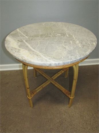 Antique Bamboo Marble Top Table