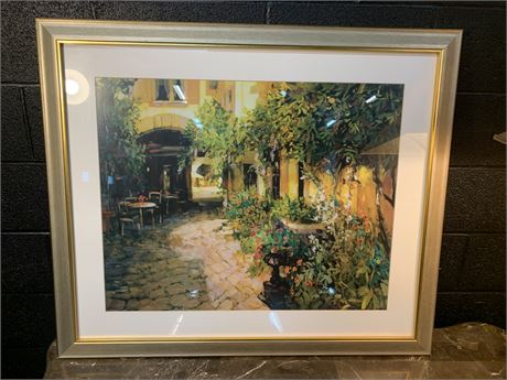 Courtyard Gardens Matted and  Framed Print