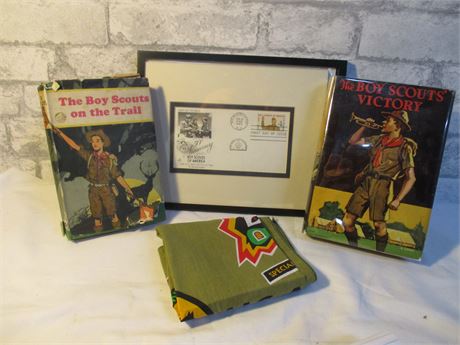4 Piece Boy Scout Lot, Vintage Training Books, Stamps and More