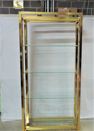 Vintage Contemporary Gold Tone / Glass / Display Unit
