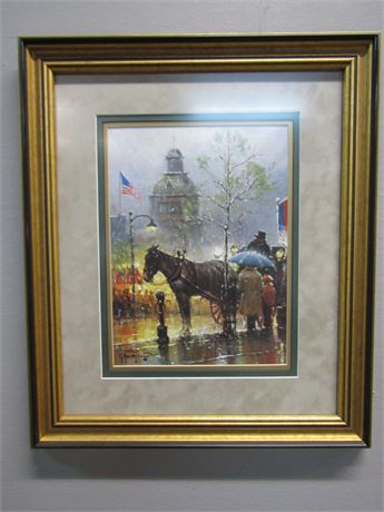 G. Harvey Signed and Numbered "Figuring His Tally" Lithograph with Cert.