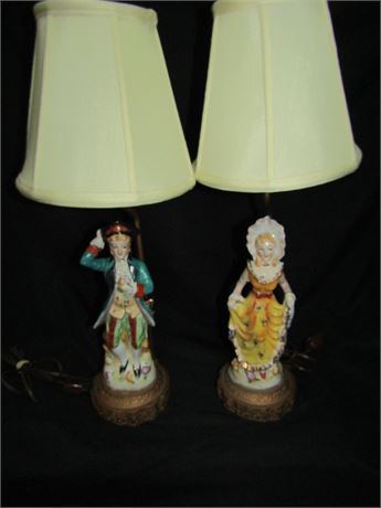 Colonial Ceramic Figure Lamp Set