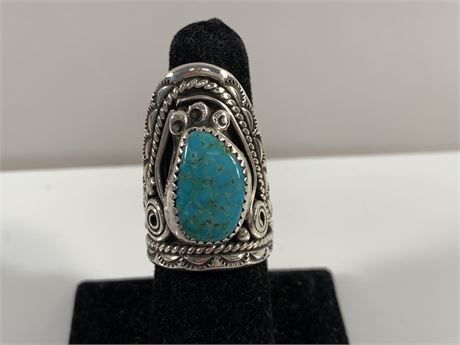 Sterling Silver Turquoise Signed M.Craig Ring