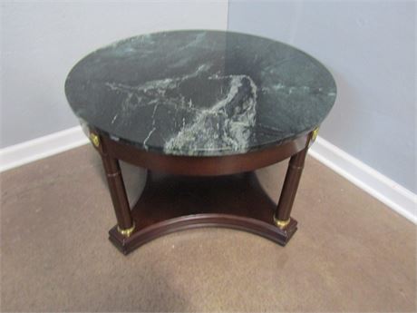 Green Marble Top Round End Table