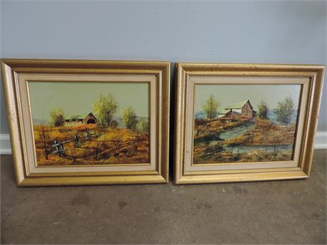 Original Oil Painting Farmhouse / Barn
