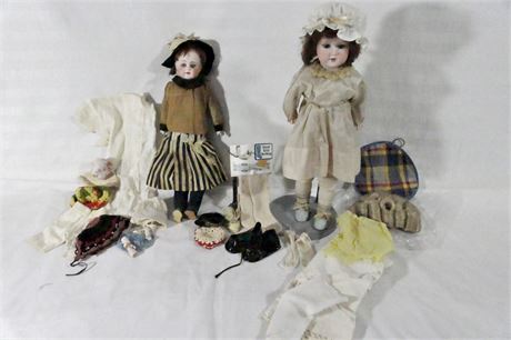 Antique ARMAND MARSEILLE 370 Doll & Antique Bisque Porcelain Doll & Accessories