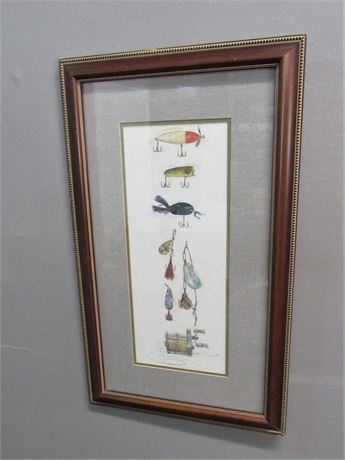 Framed Double Matted and Signed Fishing Lure Print - Marilyn Johnson