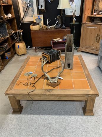 Pine Coffee Table with Tile Top