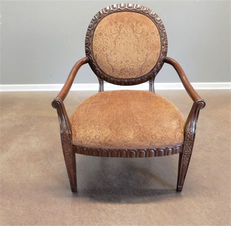 French Wood Upholstered Accent Chair