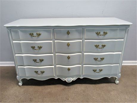 French Provincial Serpentine Front Painted 12-Drawer Dresser