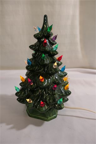 12" tall, Dark Green Ceramic Christmas Tree.