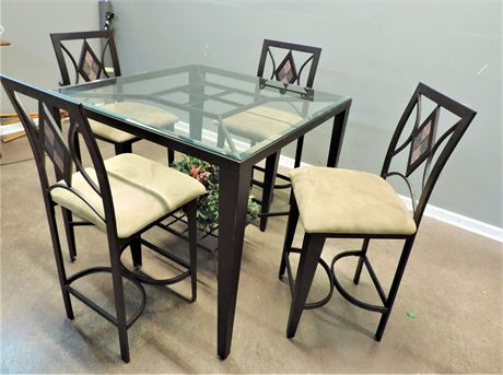 Five Piece Contemporary Counter Height Dining Table and Chairs