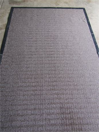 New Area Rug, 100% Wool, Tweed, "Mare's Tail", with Leather Border