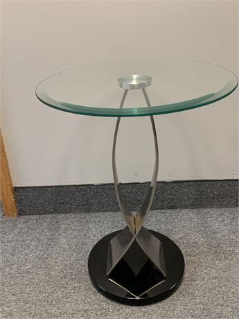 Glass Top Marble End  Table