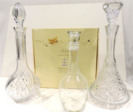 LENOX 3 Tier Butterfly Server / Crystal Decanters