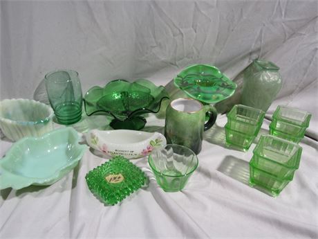 Decorative Green Depression / Carnival Glass Collection