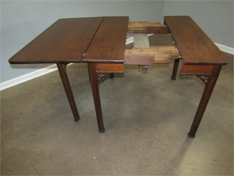 Antique Drop Leaf Table with Slide and Folding Table Top