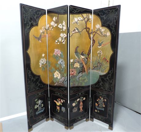 Asian Style Painted Lacquer Room Divider