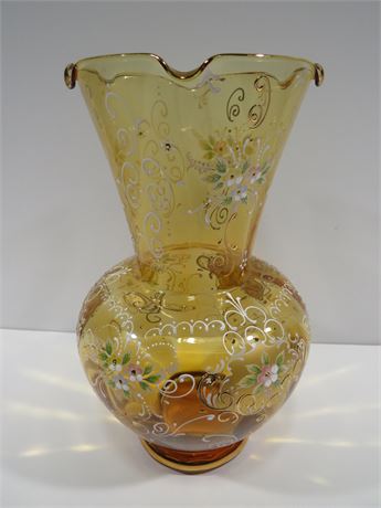 Murano Amber Art Glass Vase