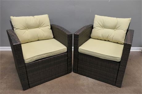 Synthetic Rattan Set of Chairs with Cushions