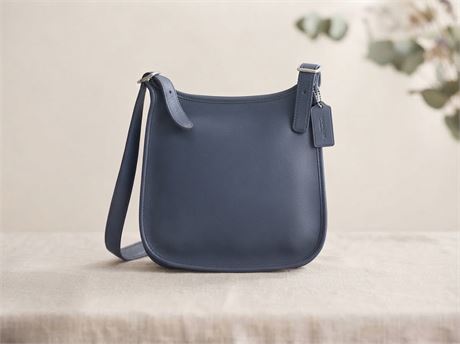 バッグ Old COACH Vintage Leather Saddle Navy Transitional Design Online Auctions - Vintage COACH Leather Saddle Bag