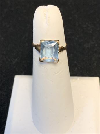 14KT GOLD Emerald Cut Aquamarine Ring