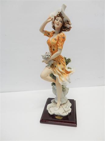 Signed Giusseppe Armani Porcelain Figurine "Autumn - Falling Leaves"  Porcelain