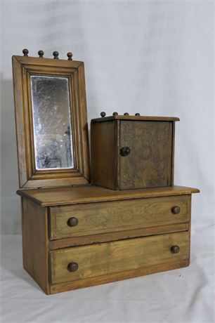 Vintage / Antique Doll Dresser with Mirror & Upper Cabinet