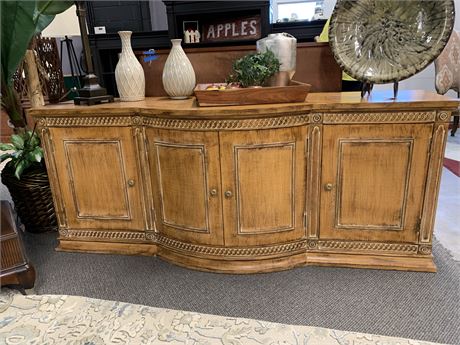 BREWSTER STROUD Credenza/Buffet Washed Pine Finish Bow Front