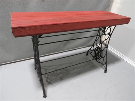 Wrought Iron Redwood Top Table