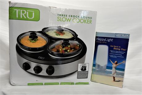 Verilux Happy Light Energy Lamp and Three Crock Round Slow Cooker