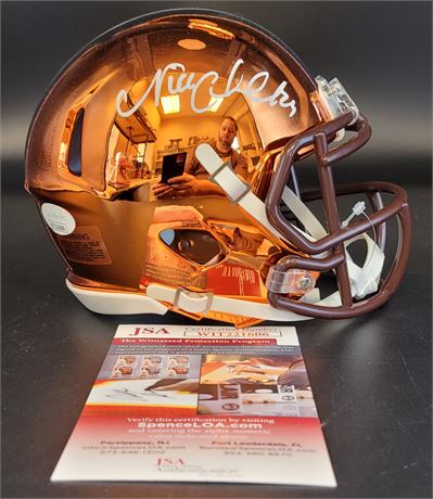 Nick Chubb Cleveland Browns Signed Chrome Mini Helmet JSA Certificate